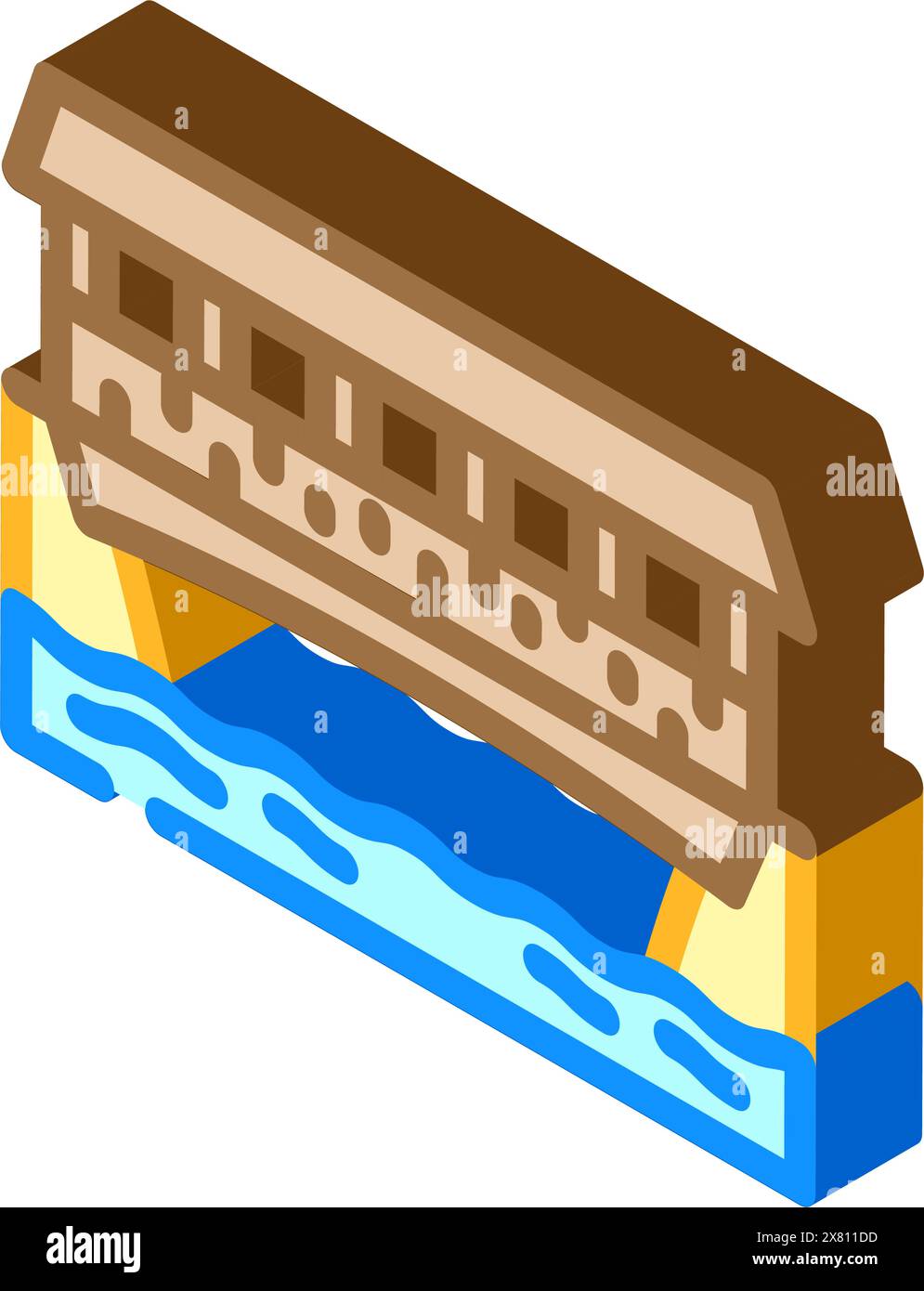 illustration vectorielle d'icône isométrique de pont couvert Illustration de Vecteur