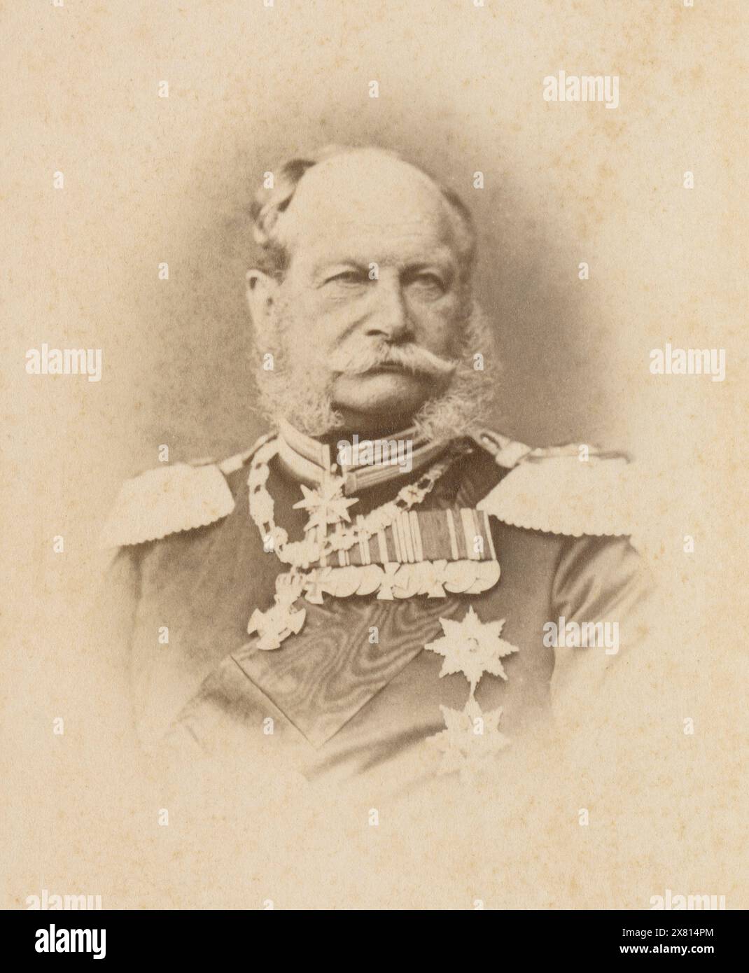 Photographie antique c1866 carte de visite, Guillaume Ier, empereur allemand (1797-1888). Il fut roi de Prusse à partir de 1861 et empereur allemand de 1871 jusqu'à sa mort en 1888. SOURCE : CDV ORIGINAL Banque D'Images