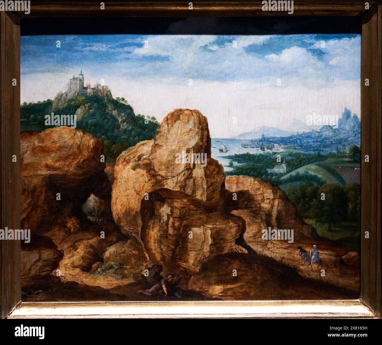 Paysage avec la fuite en Egypte, 1545-1550, Cornelis Metsys, (Anvers, c. 1510 - c. 1562), Musée National d’Art Catalan, Museu Nacional d’Art de C. Banque D'Images
