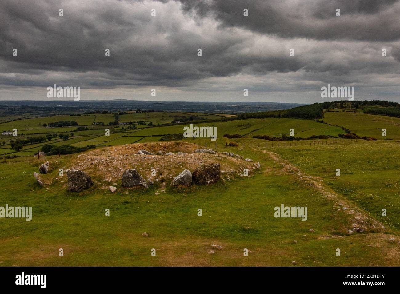 Loughcrew Cairns passage historique Tomb Relic près d'Oldcastle, Comté de Meath, Irlande, Europe Banque D'Images