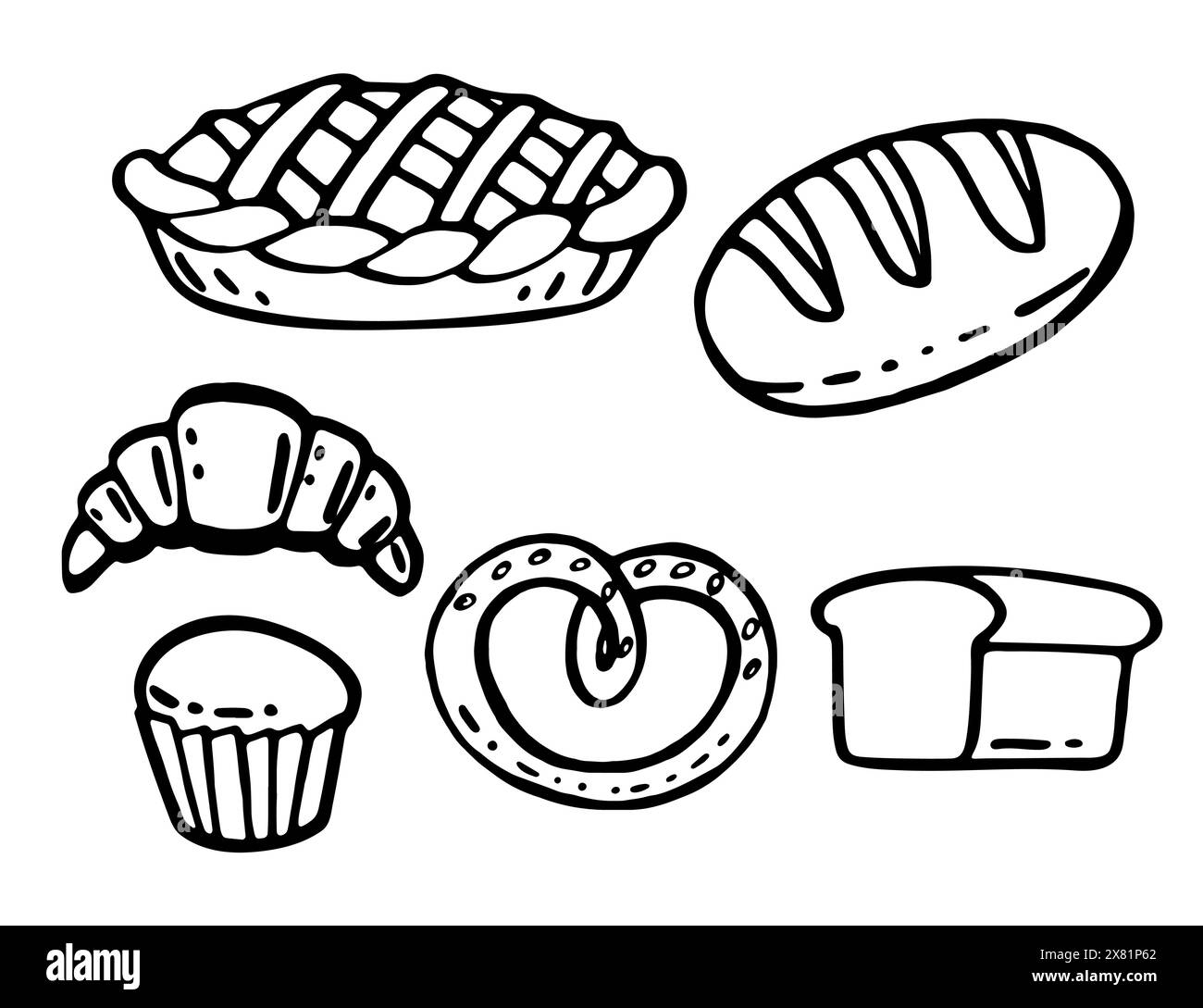 Ensemble d'icônes de nourriture de pain de boulangerie illustration vectorielle isolé sur fond blanc Illustration de Vecteur