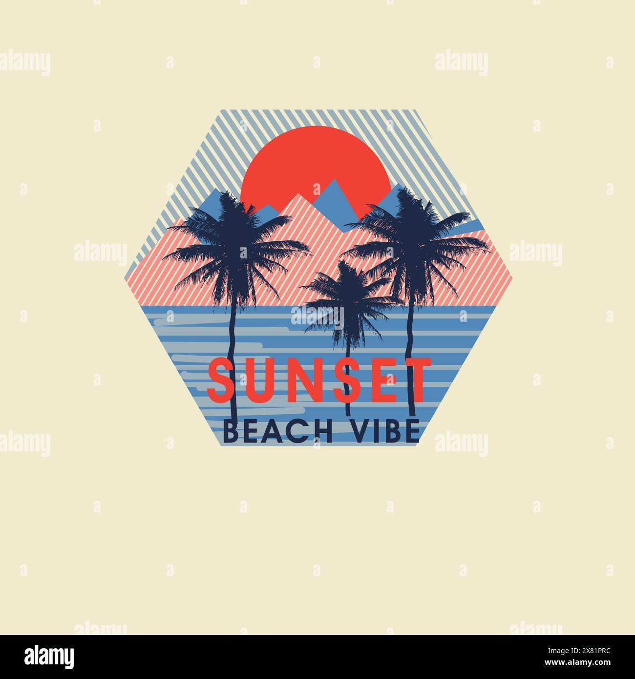 Design d'affiche de plage estivale Sunset Beach Illustration de Vecteur