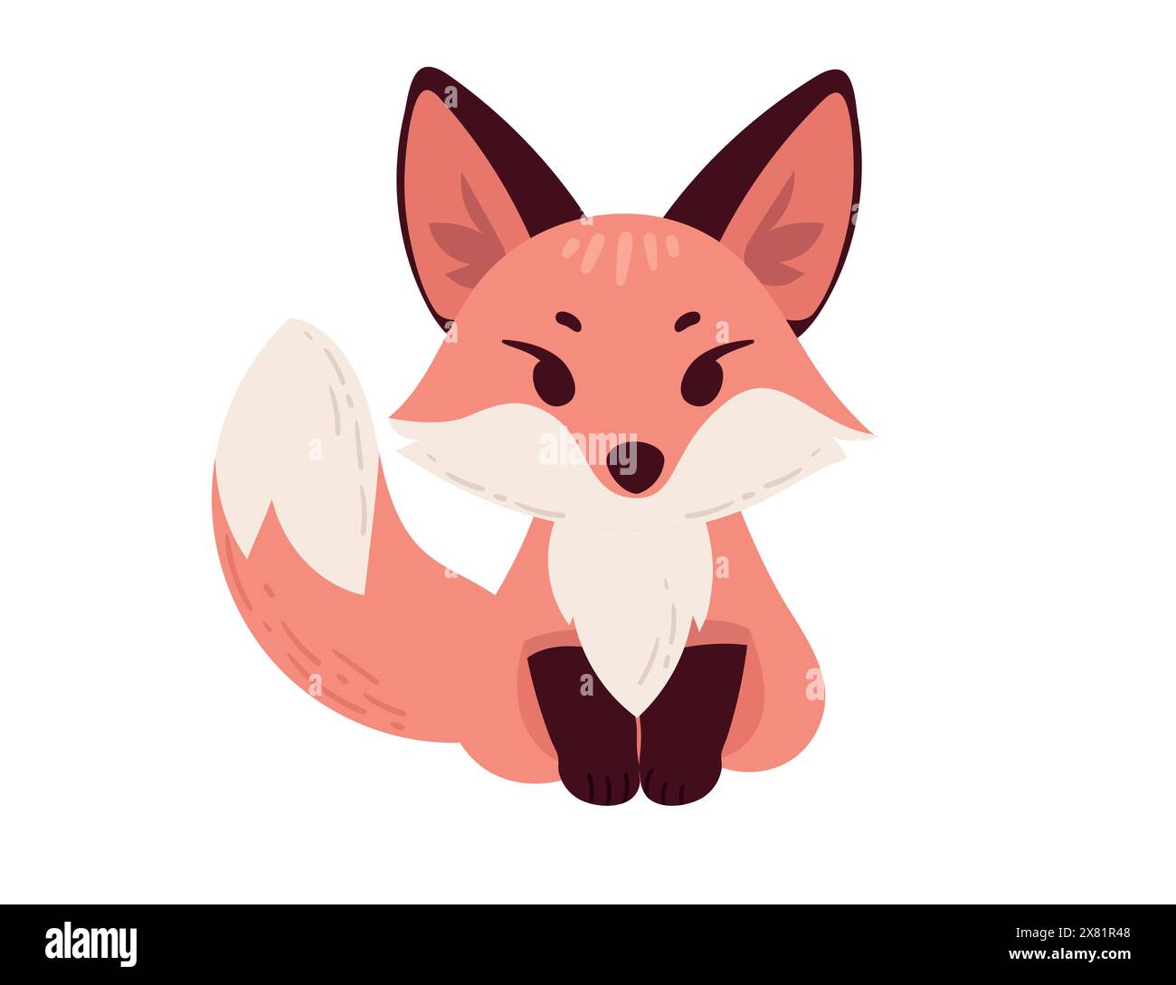 Illustration vectorielle de dessin animé de renard rouge mignon isolé sur fond blanc Illustration de Vecteur