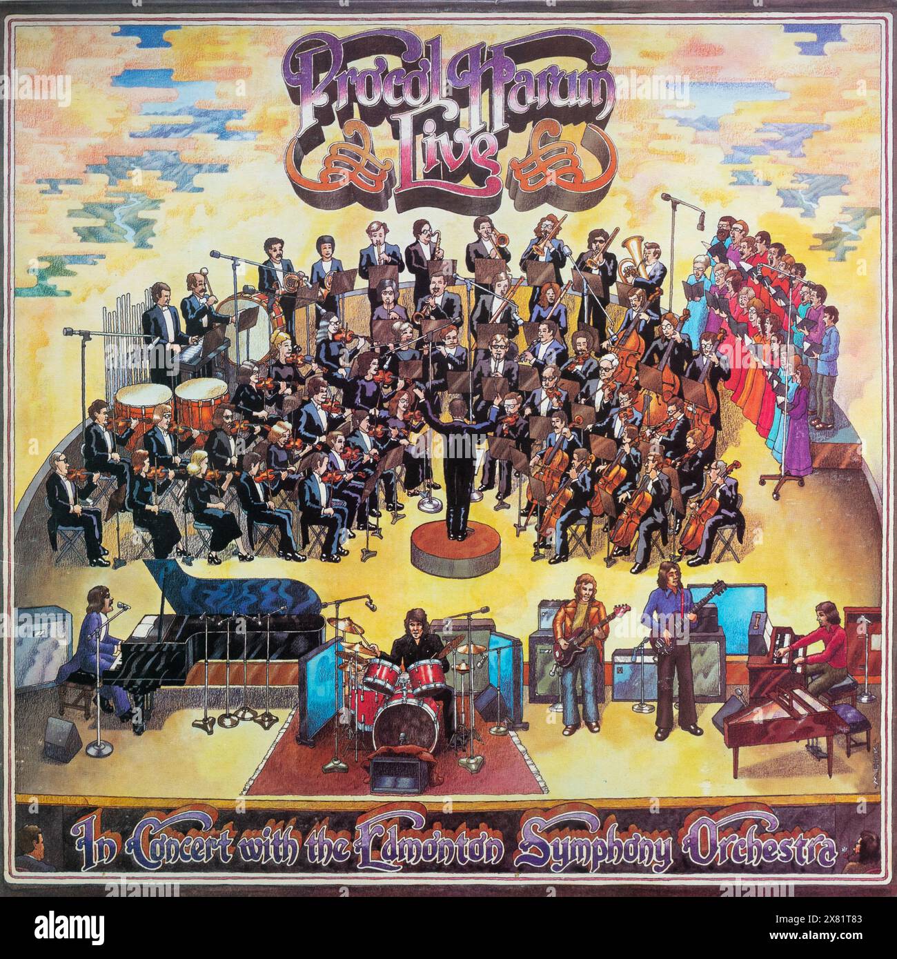 Procol Harum Live album cover, disque vinyle LP du groupe de rock anglais, en concert avec l'Edmonton Symphony Orchestra Banque D'Images