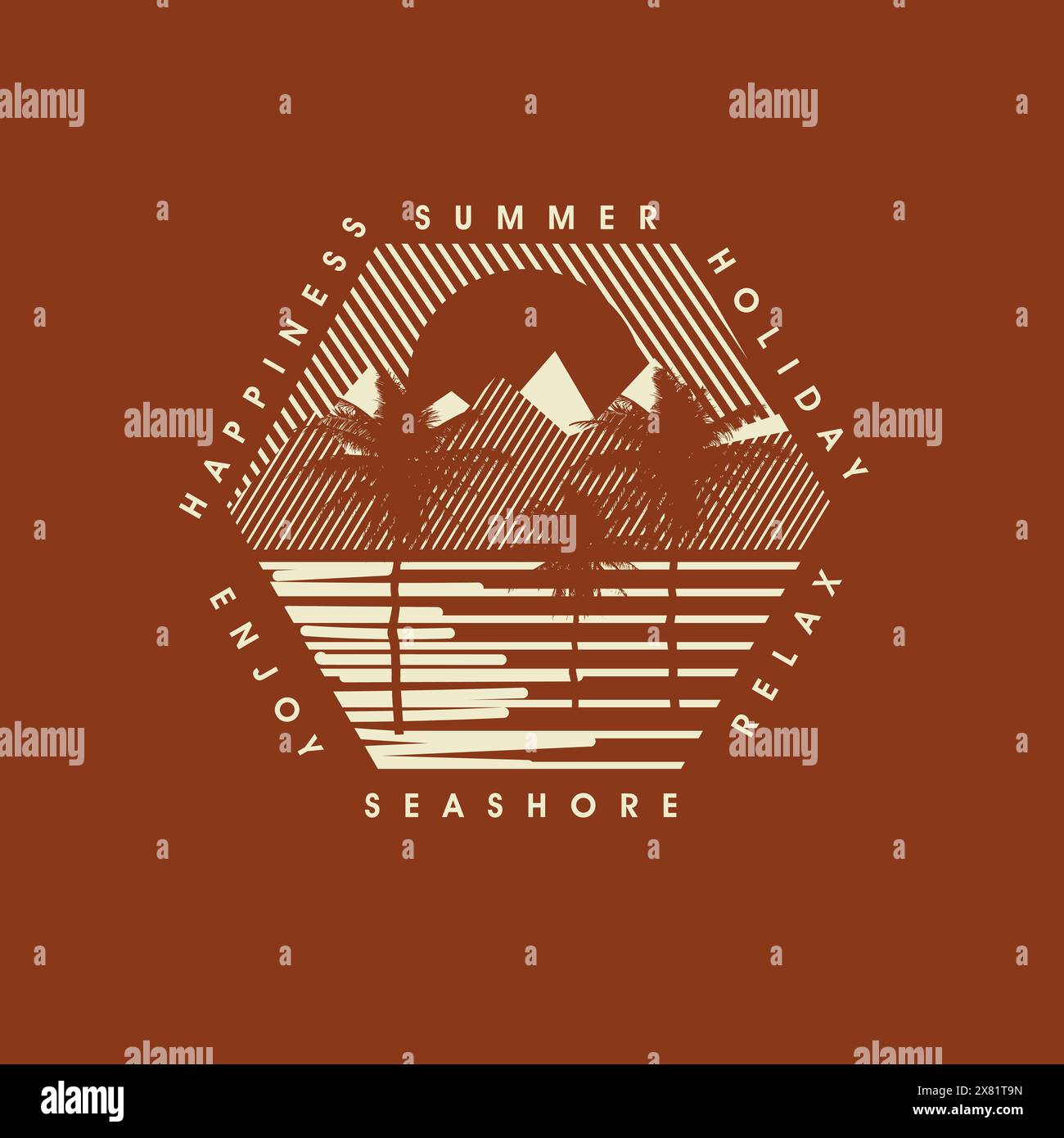 Tee-shirt imprimé de typographie de plage de vacances Summer Seashore Illustration de Vecteur