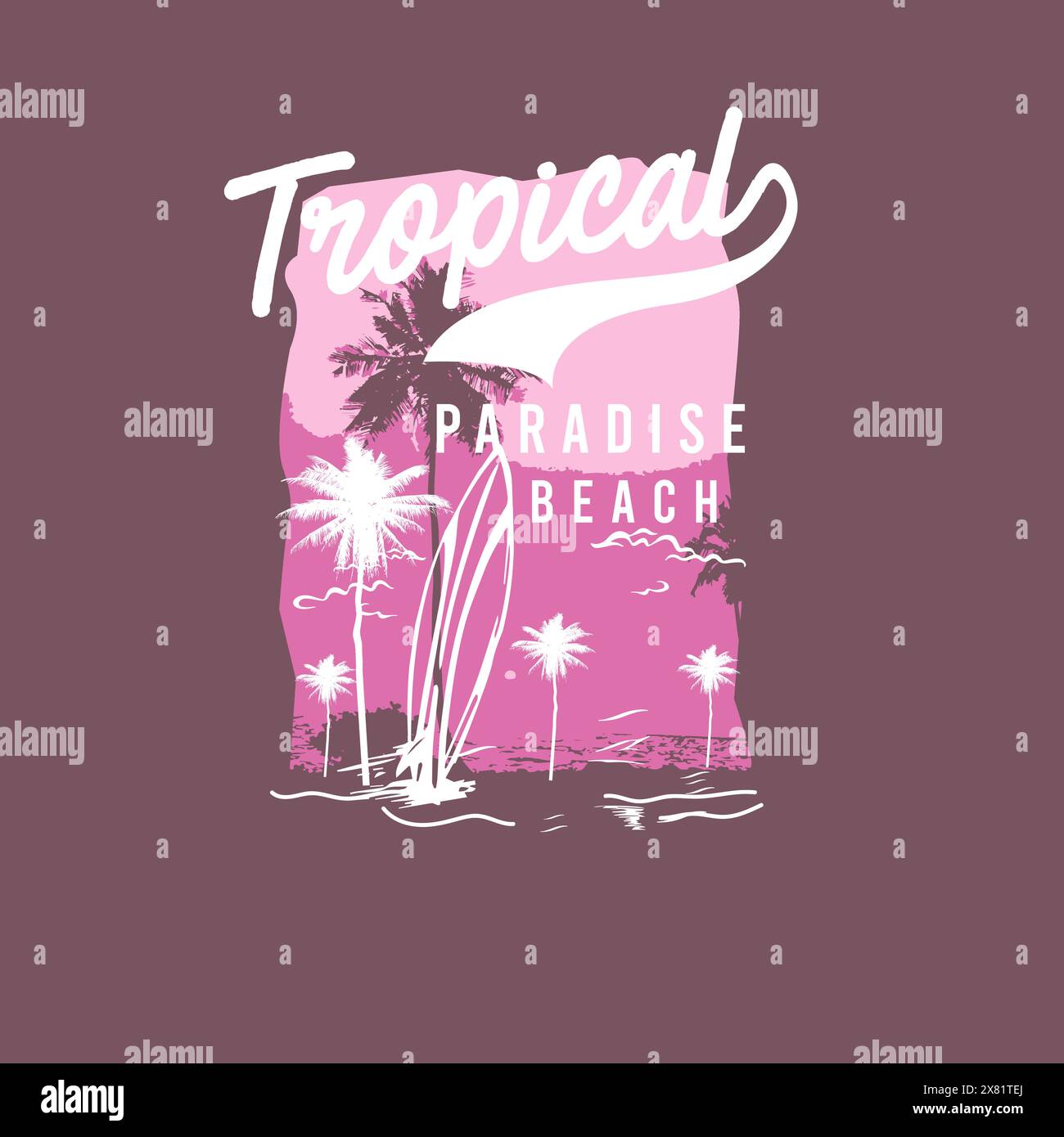 T-shirt imprimé été tropical Beach Paradise Illustration de Vecteur
