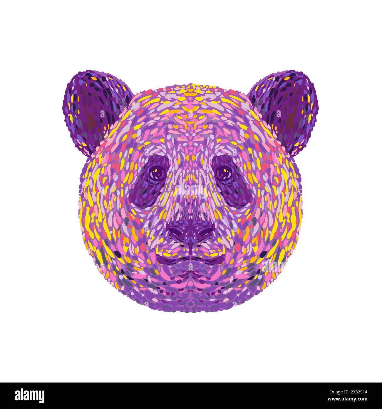 Illustration pointilliste, impressionniste ou pop de style art de la tête d'un panda géant Ailuropoda melanoleuca ou parfois panda ours vu de l'avant Illustration de Vecteur