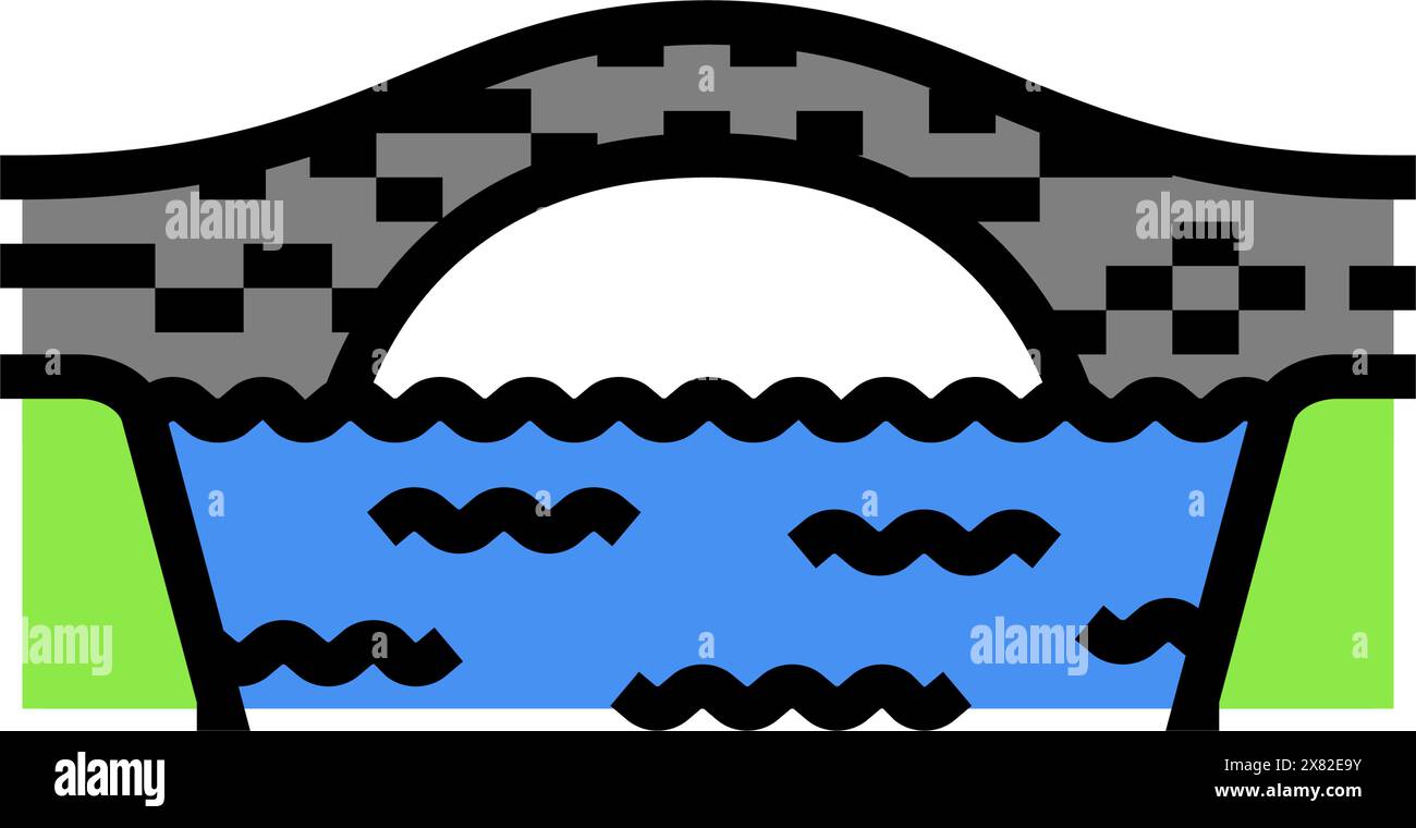 illustration vectorielle d'icône de couleur de pont de poutre de boîte Illustration de Vecteur