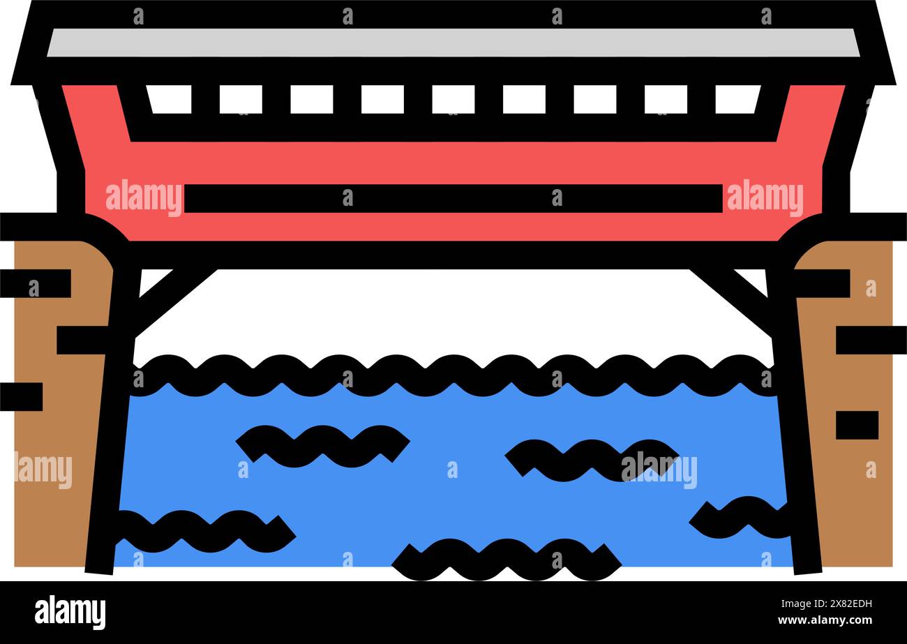 illustration vectorielle d'icône de couleur de pont couvert Illustration de Vecteur