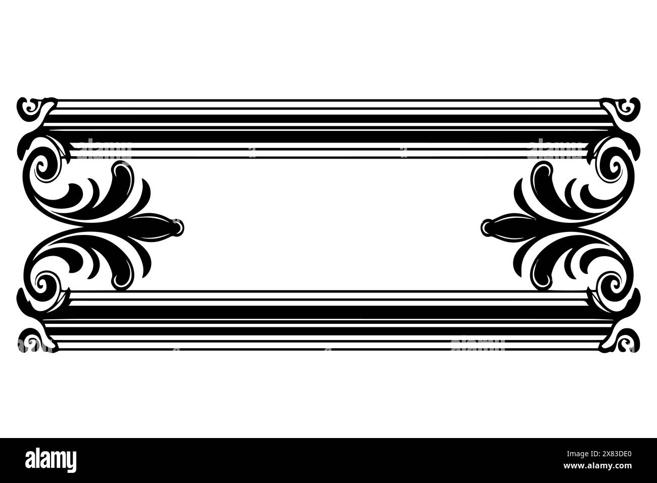 Cadre ornemental victorien vintage : conception vectorielle rococo classique avec des fleurs d'or. Messagerie. Illustration de Vecteur