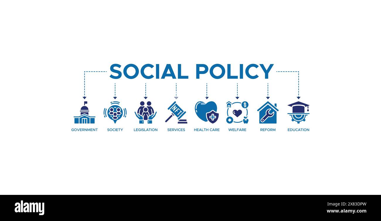 Concept d'illustration vectorielle d'icône Web de bannière de politique sociale Illustration de Vecteur
