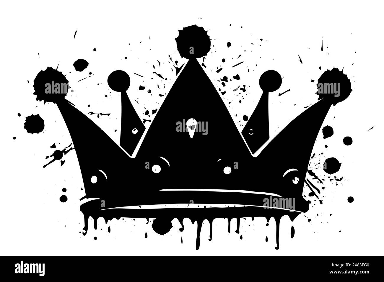 King's Crown : vecteur d'art de rue hip Hop avec Grunge Spray Paint Drip et Graffiti font. Illustration de Vecteur