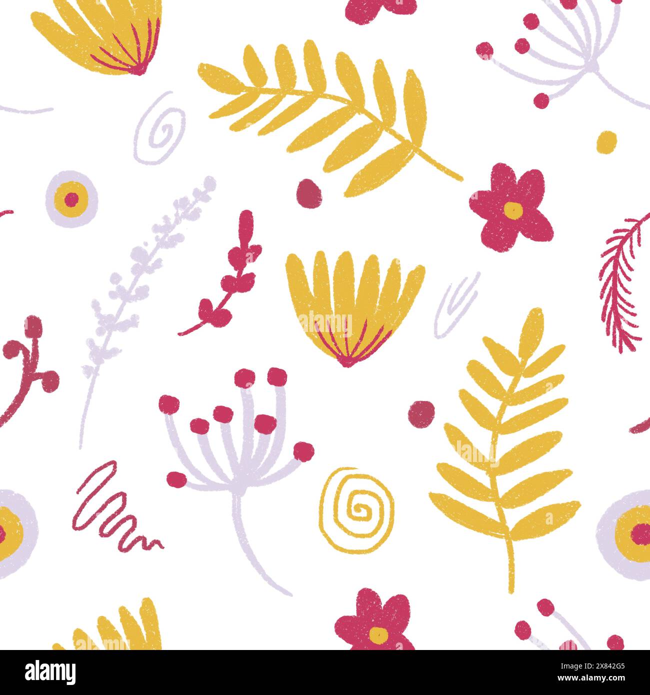 Motif sans couture de fleurs folkloriques, éléments dessinés à la main Banque D'Images