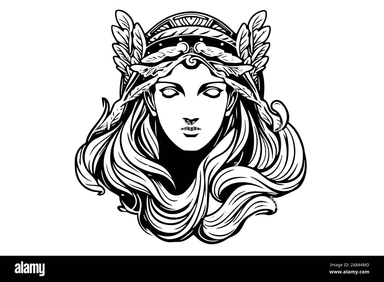 Aphrodite tête dessinée à la main dessin à l'encre. Illustration vectorielle de style gravé. Illustration de Vecteur