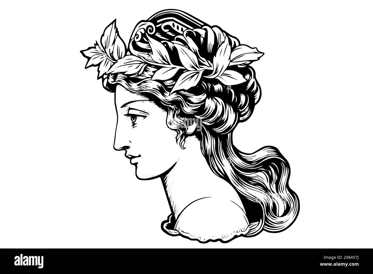 Aphrodite tête dessinée à la main dessin à l'encre. Illustration vectorielle de style gravé. Illustration de Vecteur