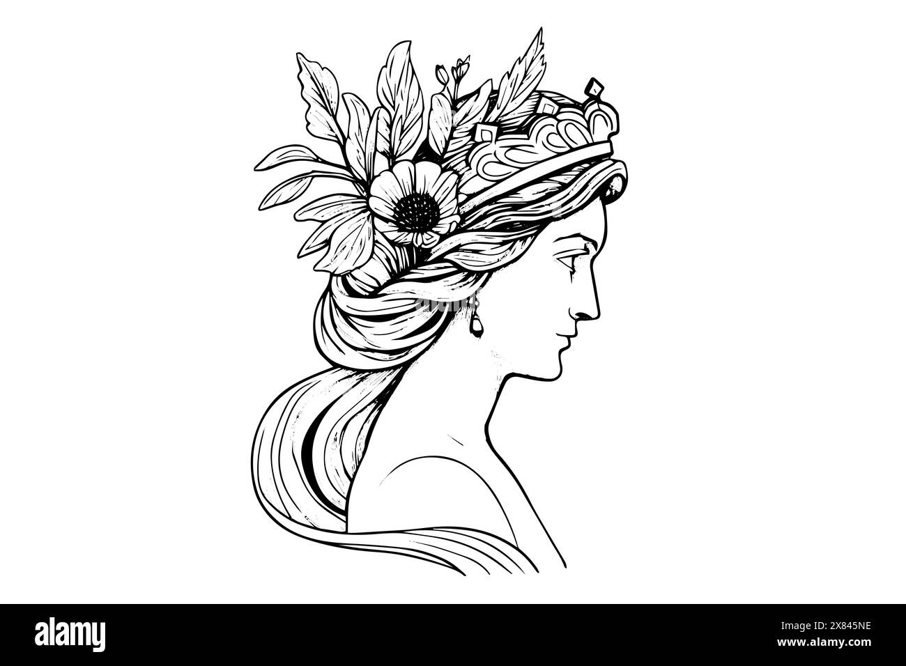 Aphrodite tête dessinée à la main dessin à l'encre. Illustration vectorielle de style gravé. Illustration de Vecteur