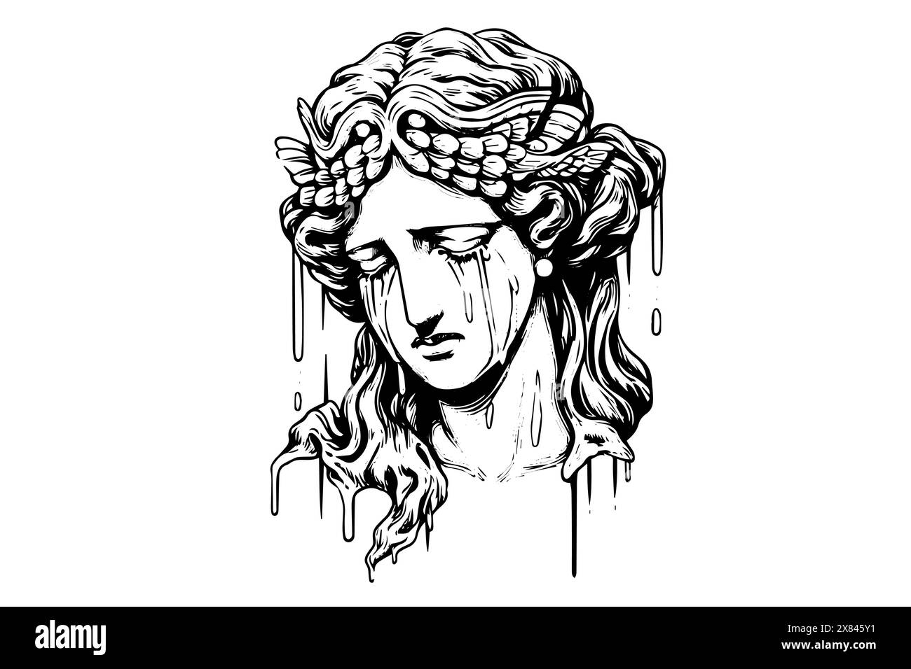Aphrodite tête dessinée à la main dessin à l'encre. Illustration vectorielle de style gravé. Illustration de Vecteur