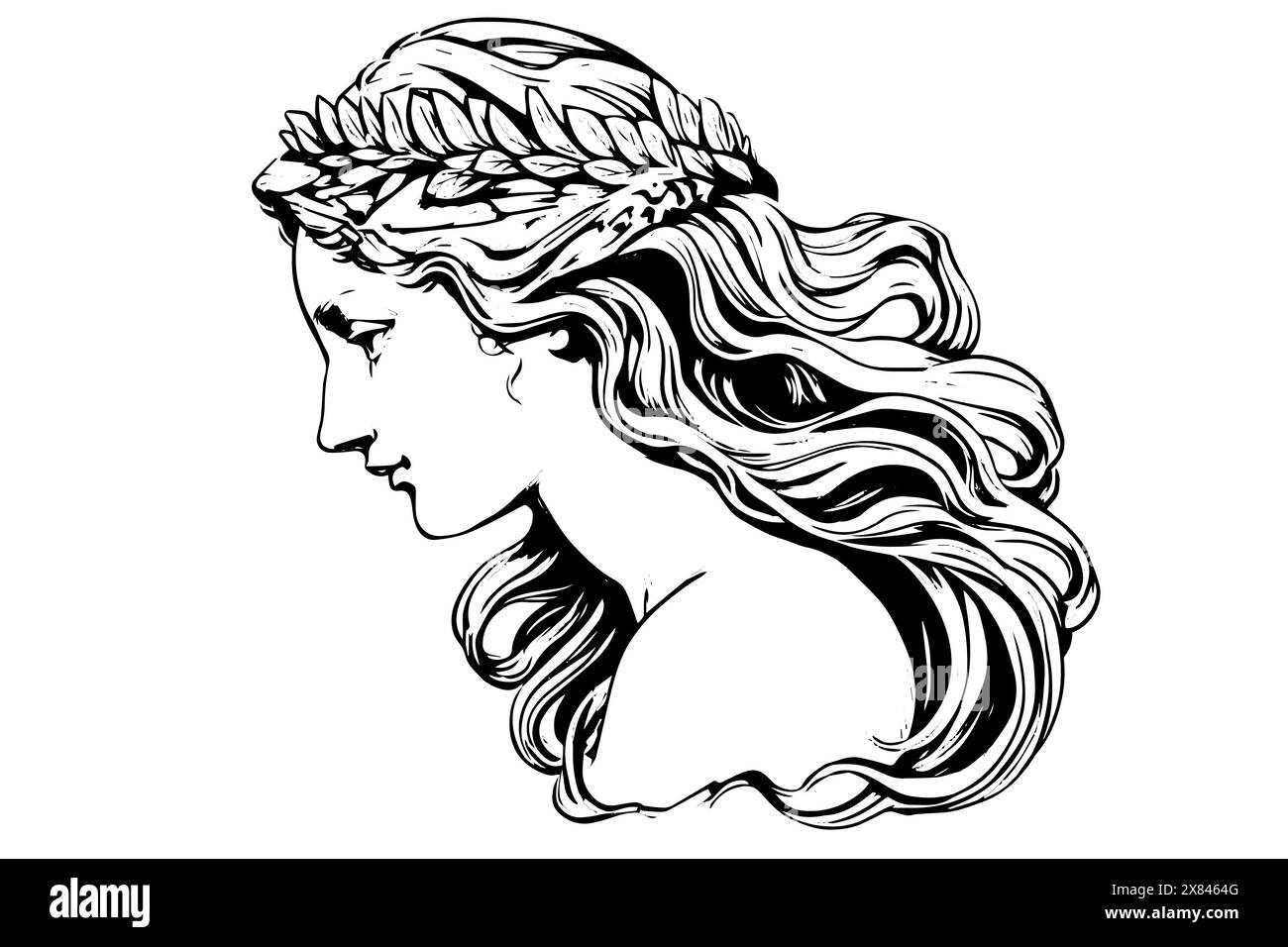 Aphrodite tête dessinée à la main dessin à l'encre. Illustration vectorielle de style gravé. Illustration de Vecteur