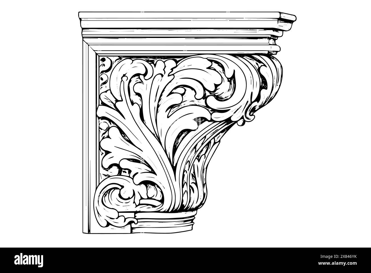 Moulage baroque vintage : Fringe en stuc orné dans un élément vectoriel de style victorien classique. Illustration de Vecteur