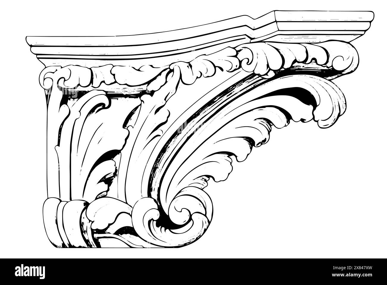 Moulage baroque vintage : Fringe en stuc orné dans un élément vectoriel de style victorien classique. Illustration de Vecteur