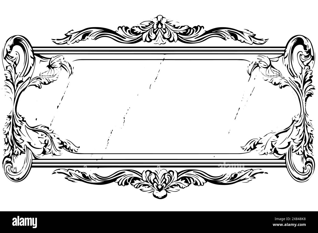 Cadre ornemental victorien vintage : conception vectorielle rococo classique avec des fleurs d'or. Messagerie. Illustration de Vecteur