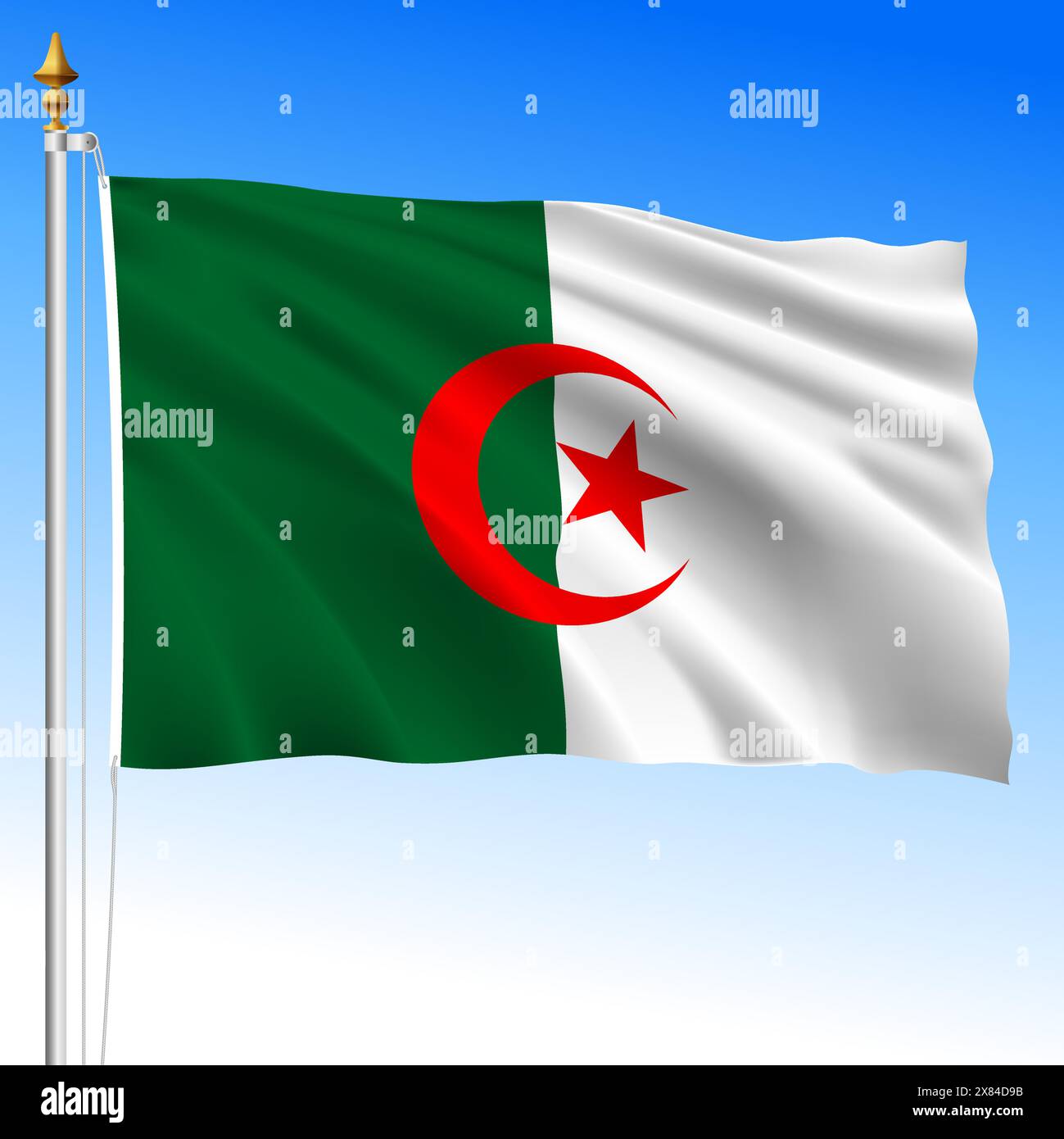 Algérie, drapeau officiel de l'ondulation nationale, pays africain, illustration vectorielle Illustration de Vecteur