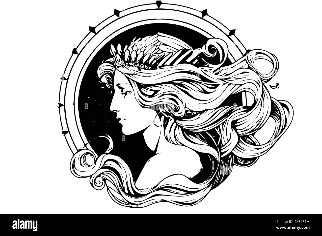 Aphrodite tête dessinée à la main dessin à l'encre. Illustration vectorielle de style gravé. Illustration de Vecteur