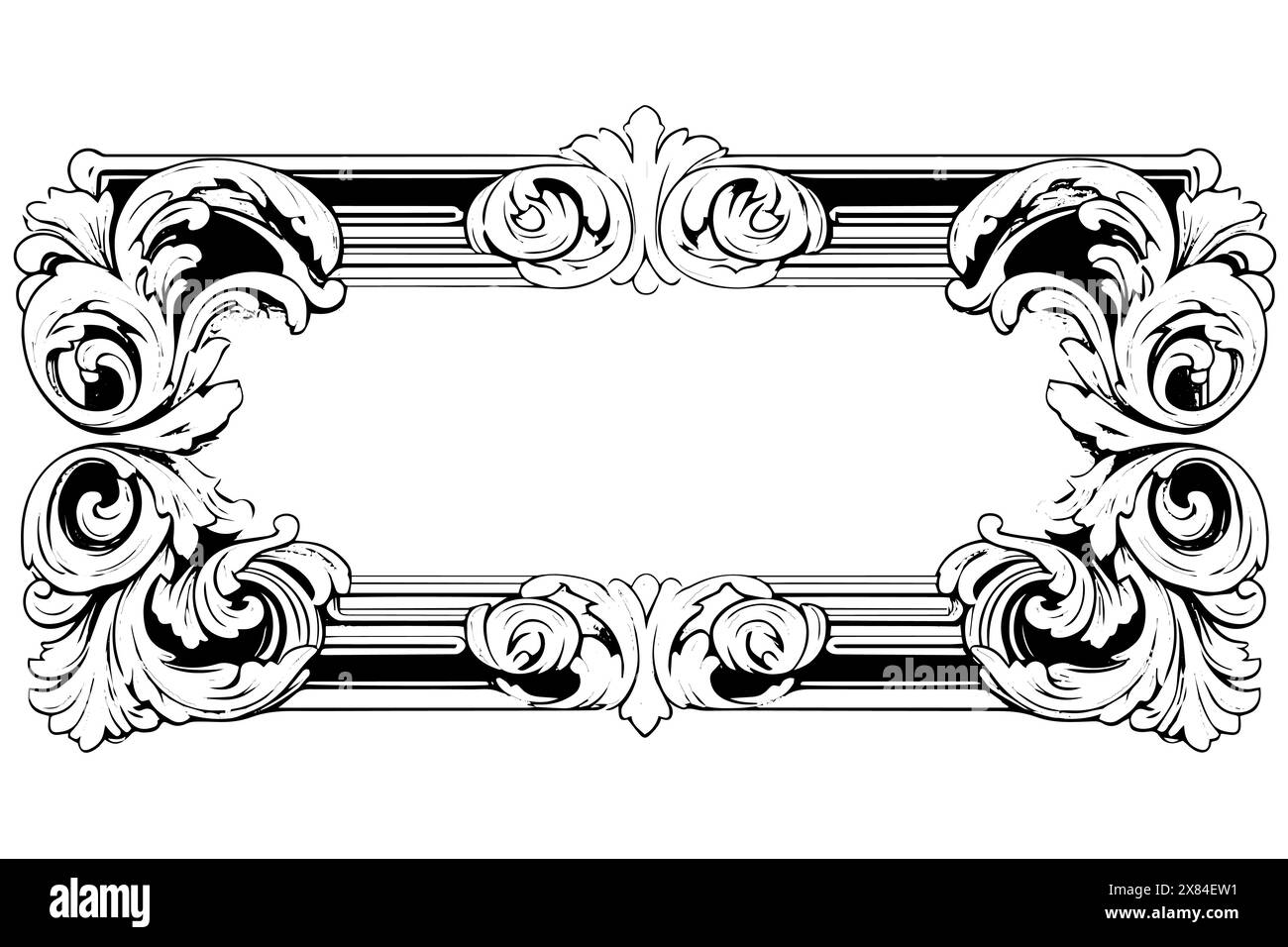 Cadre ornemental victorien vintage : conception vectorielle rococo classique avec des fleurs d'or. Messagerie. Illustration de Vecteur