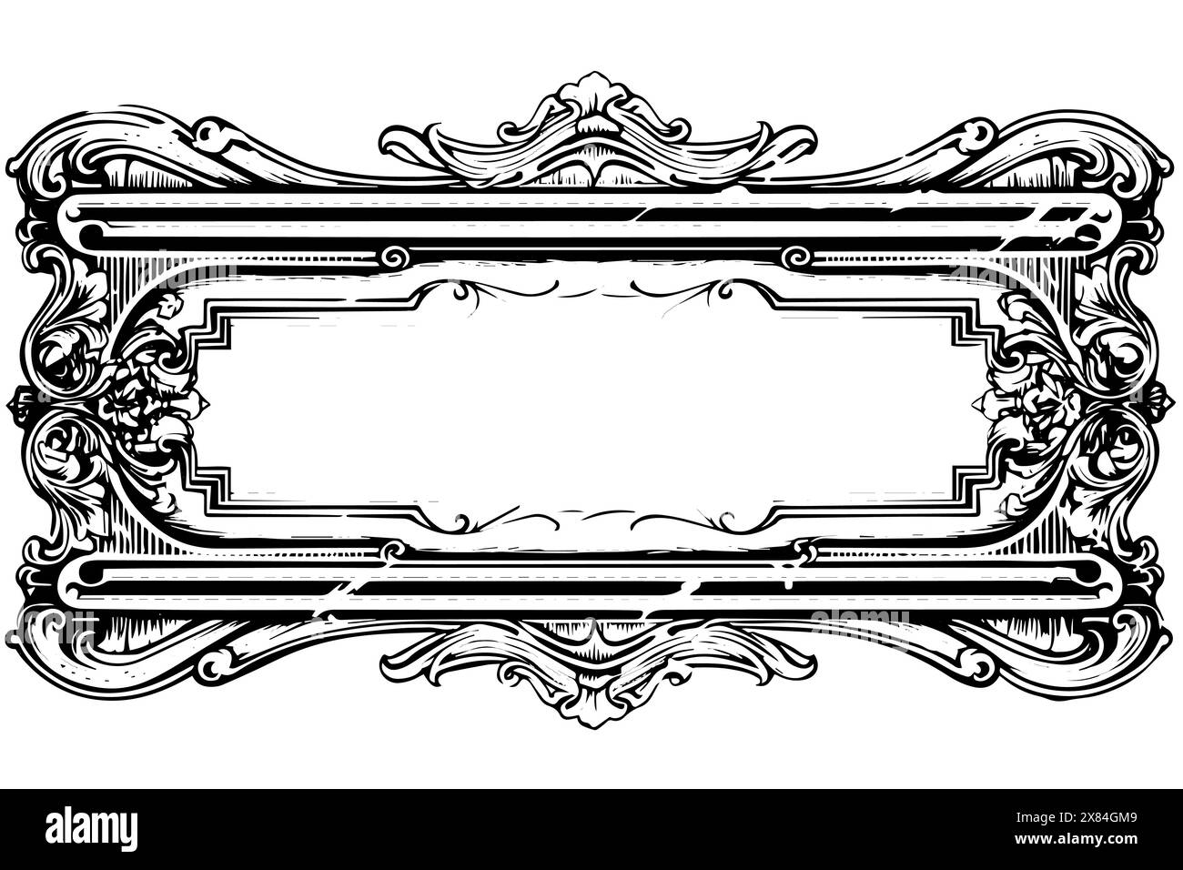 Cadre ornemental victorien vintage : conception vectorielle rococo classique avec des fleurs d'or. Messagerie. Illustration de Vecteur