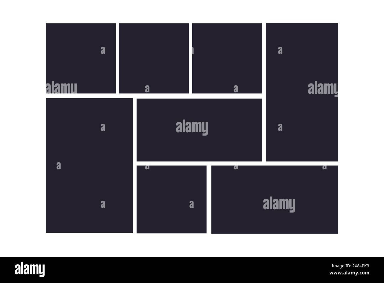Modèle de cadres de collage de grille photo, mise en page de moodboad, bordure de mosaïque, ensemble de scrapbook isolé sur fond. Maquette d'affichage de présentation. Illustration vectorielle Illustration de Vecteur