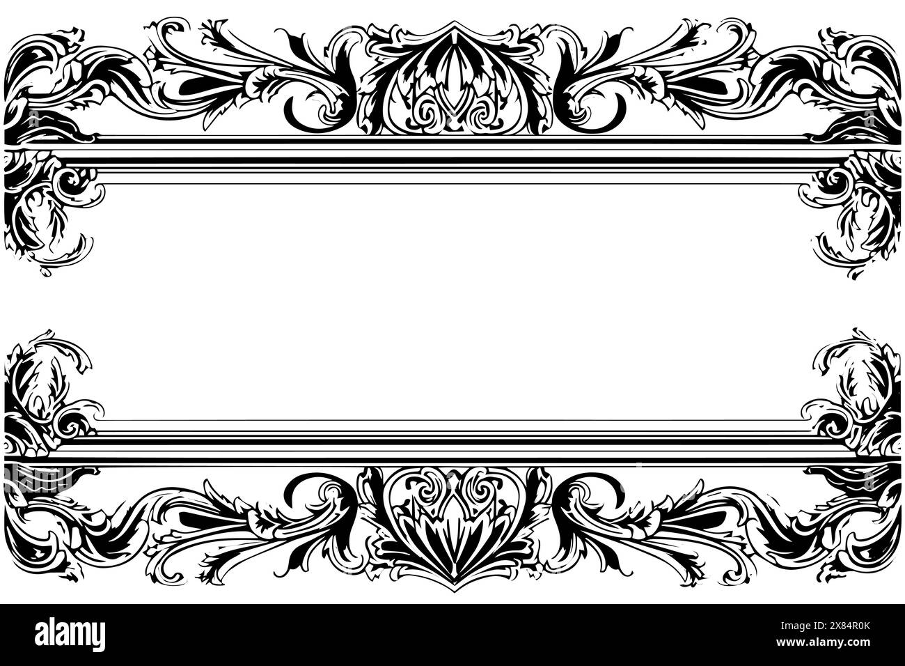 Cadre ornemental victorien vintage : conception vectorielle rococo classique avec des fleurs d'or. Messagerie. Illustration de Vecteur