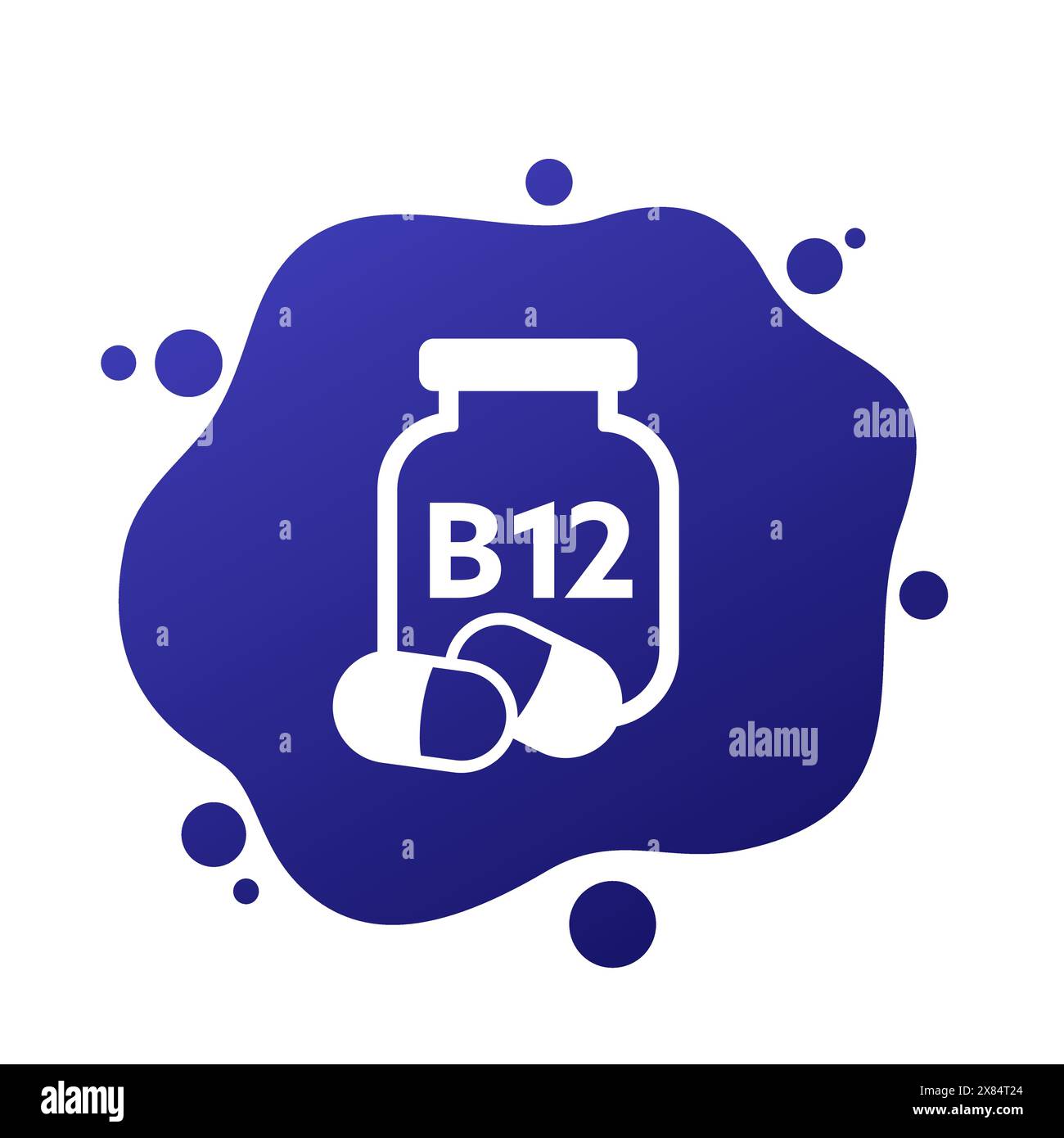 Icône de vitamine B12 avec une bouteille, vecteur Illustration de Vecteur
