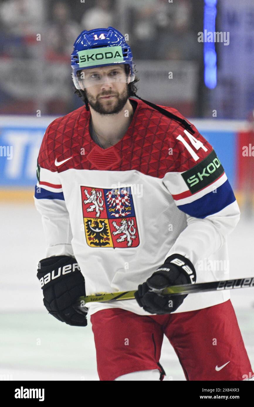 Prague, République tchèque. 21 mai 2024. Pavel Zacha (CZE) est vu lors de l’échauffement du Championnat mondial 2024 de l’IIHF, groupe A, match Canada vs Tchéquie, à Prague, en République tchèque, le 21 mai 2024. Crédit : Michal Kamaryt/CTK photo/Alamy Live News Banque D'Images