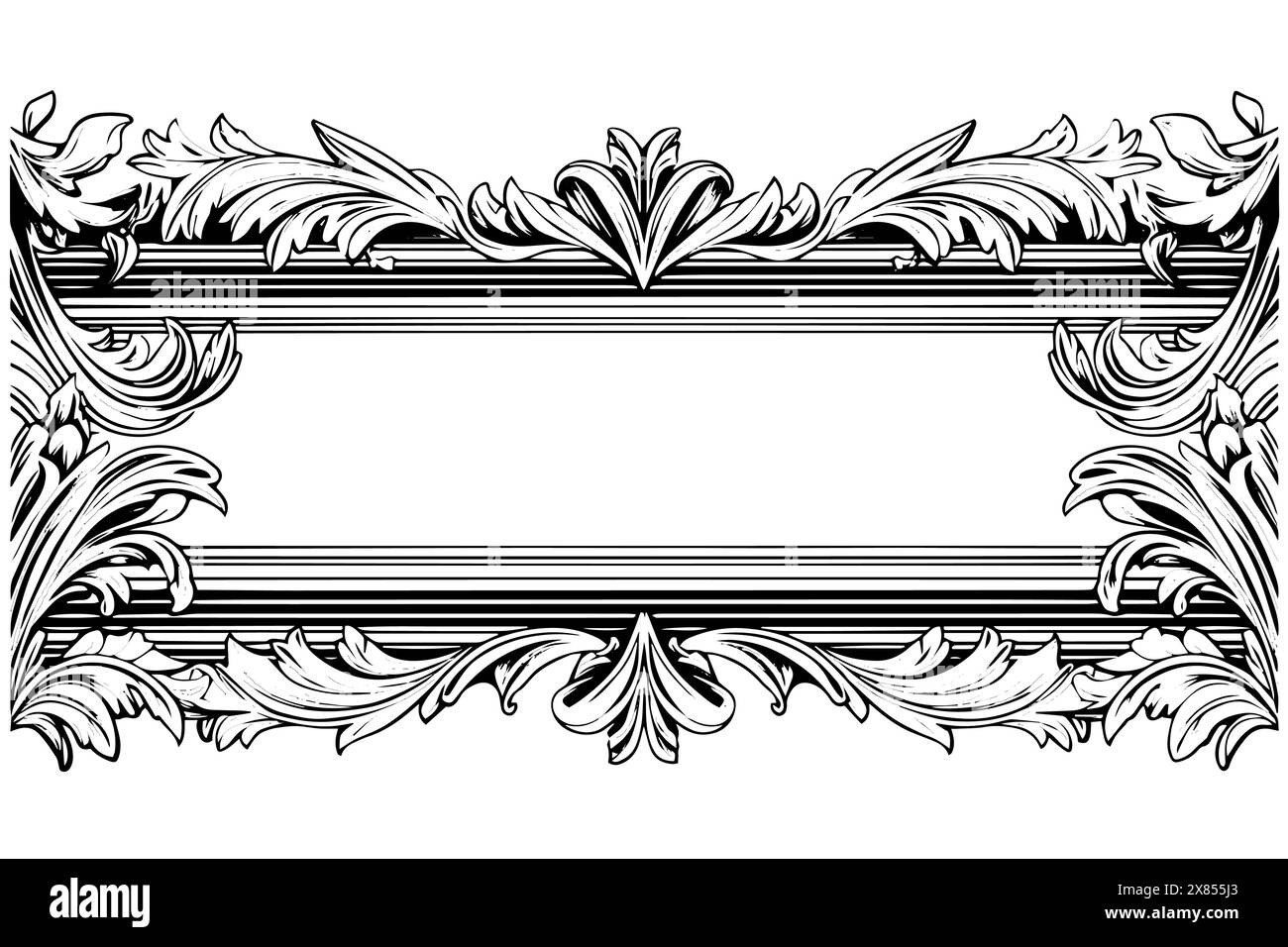 Cadre ornemental victorien vintage : conception vectorielle rococo classique avec des fleurs d'or. Messagerie. Illustration de Vecteur