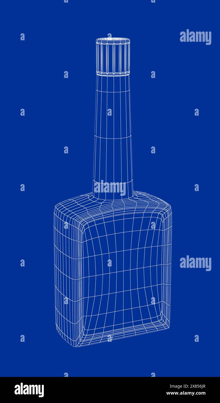 modèle 3d fil-cadre de bouteille haute pour l'huile moteur, l'additif de carburant automobile ou d'autres fins Banque D'Images