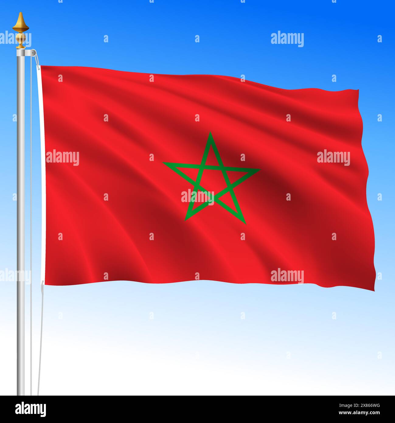 Maroc, drapeau officiel de l'ondulation nationale, pays africain, illustration vectorielle Illustration de Vecteur