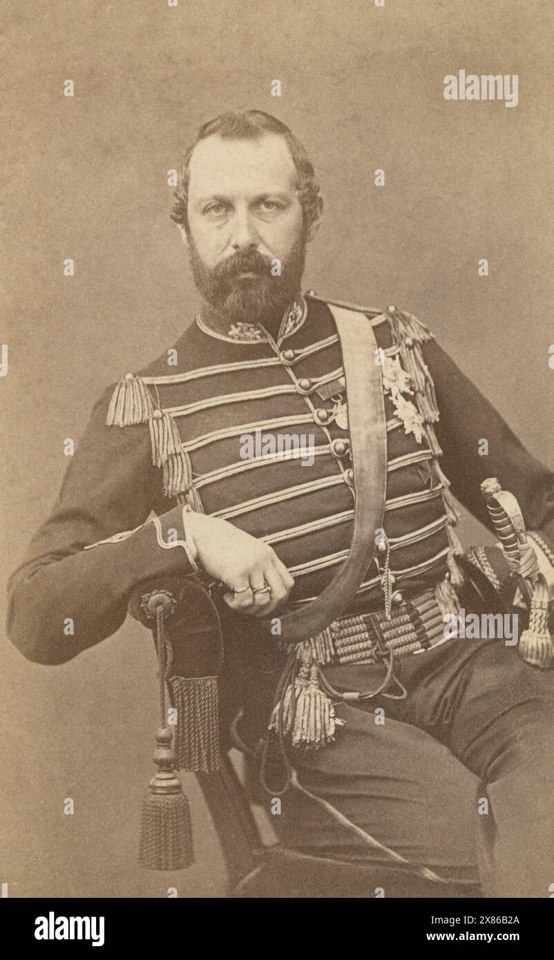 Photographie antique c1866 carte de visite, Charles XV ou Carl (1826-1872). Il fut roi de Suède et de Norvège de 1859 jusqu'à sa mort en 1872. SOURCE : CDV ORIGINAL Banque D'Images