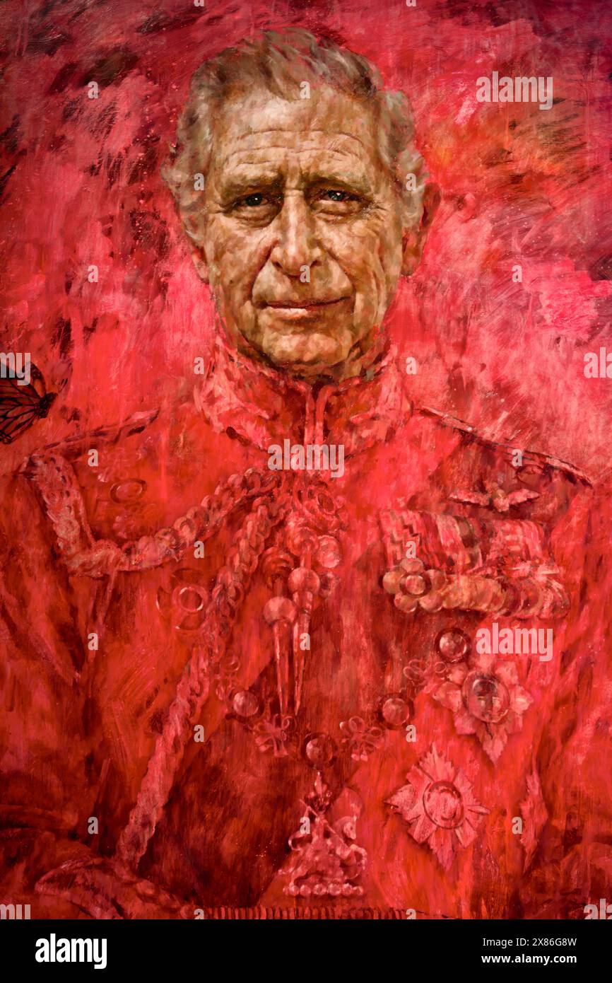 Portrait de SM le Roi Charles III par Jonathan Yeo uniforme et médailles Banque D'Images