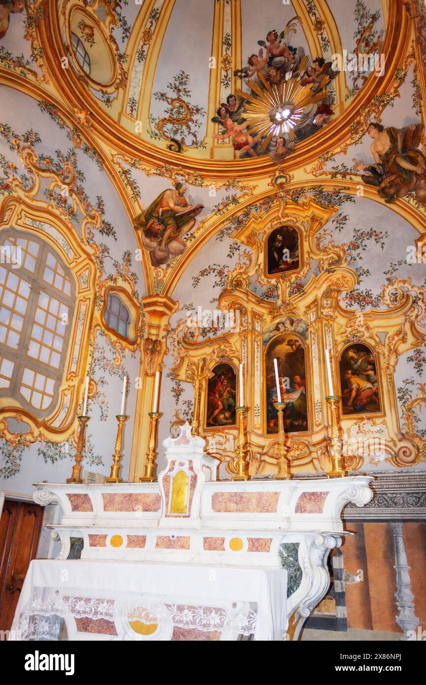 Savone, Liturgia, Italie. Complexe du musée de la cathédrale de Savone. Détail de l'exquise chapelle Sixtine du 15ème siècle, la Cappella Sistina Banque D'Images