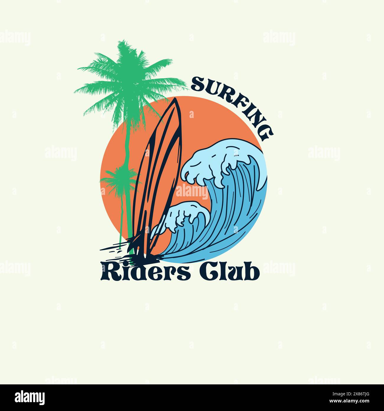 Surf Summer Beach Waves t-shirt Illustration de Vecteur
