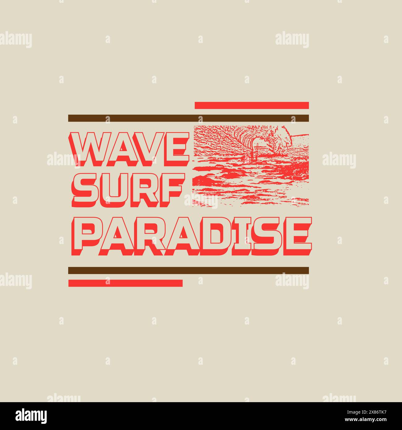 Wave Surf Paradise été plage océan typographie t-shirt design Illustration de Vecteur