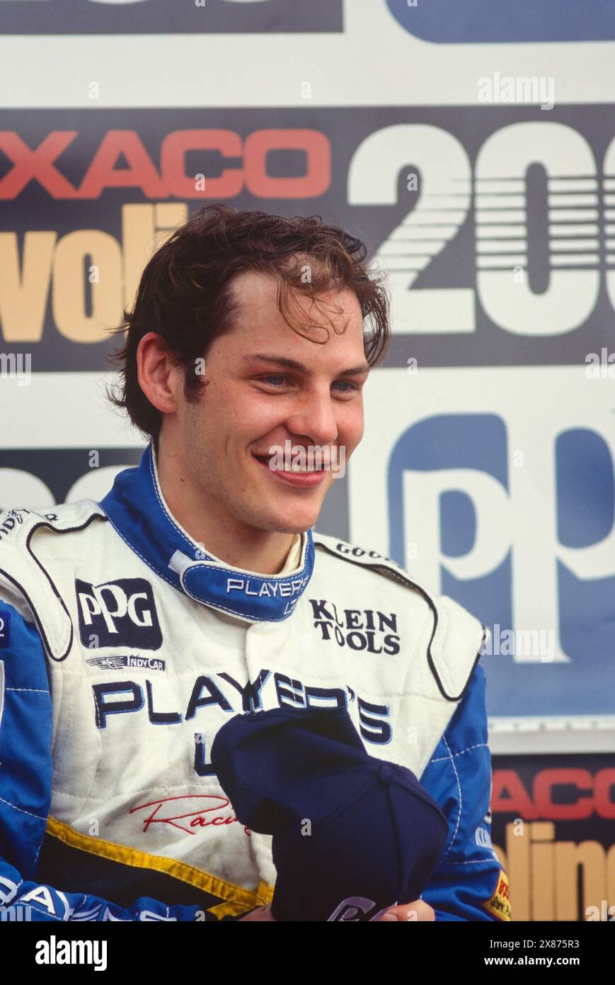 Jacques Villeneuve vainqueur à Road America CART champ car Race à Elkhart Lake, Wi le 7 juillet 1995. Banque D'Images