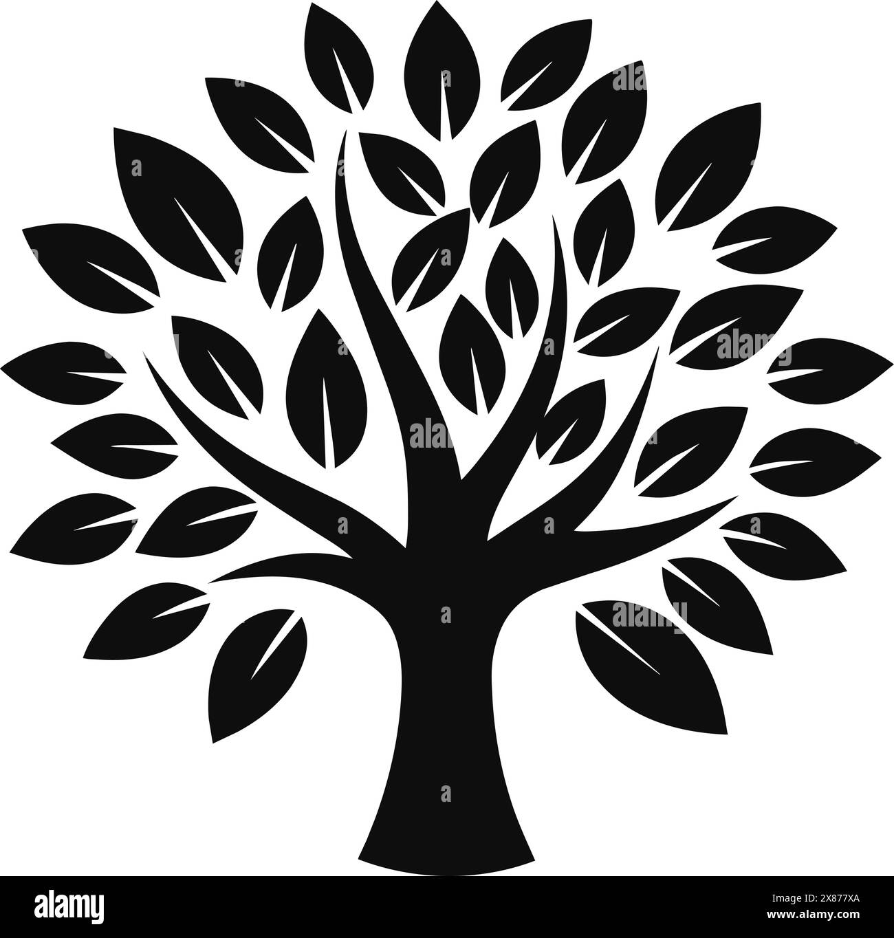 Arbre de vie avec feuilles Silhouette parfait pour les projets Illustration de Vecteur