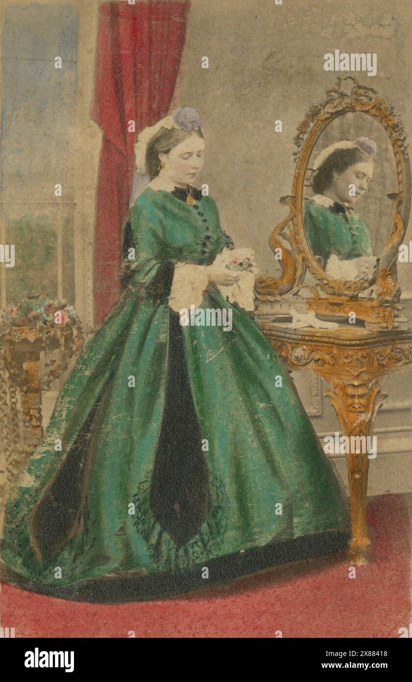 Antique c1866 teintée à la main carte de visite photographie, Victoria, Princesse Royale (1840-1901). Elle était impératrice allemande et reine de Prusse en tant qu'épouse de Frédéric III, empereur allemand. SOURCE : CDV ORIGINAL Banque D'Images