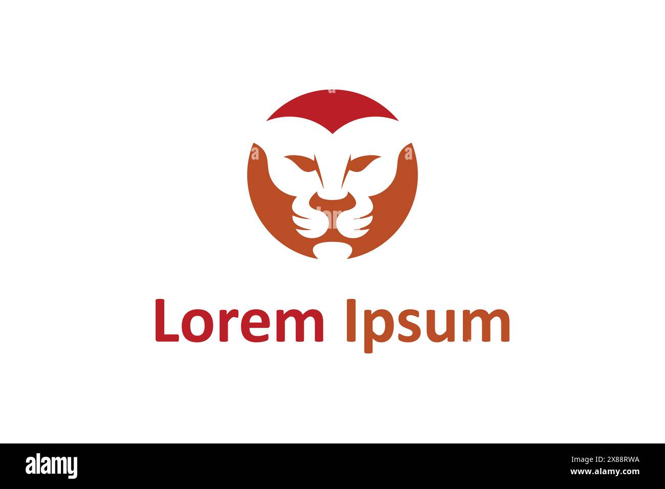 Modèle de vecteur de conception de logo de tête de lion. Logo tête de lion. Tête de lion en forme de cercle avec un style d'espace négatif. Illustration de Vecteur