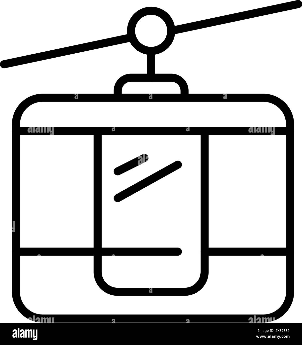 Téléphérique. Transport en commun urbain et de voyage de montagne et de colline. Icône vectorielle Pixel Perfect Illustration de Vecteur