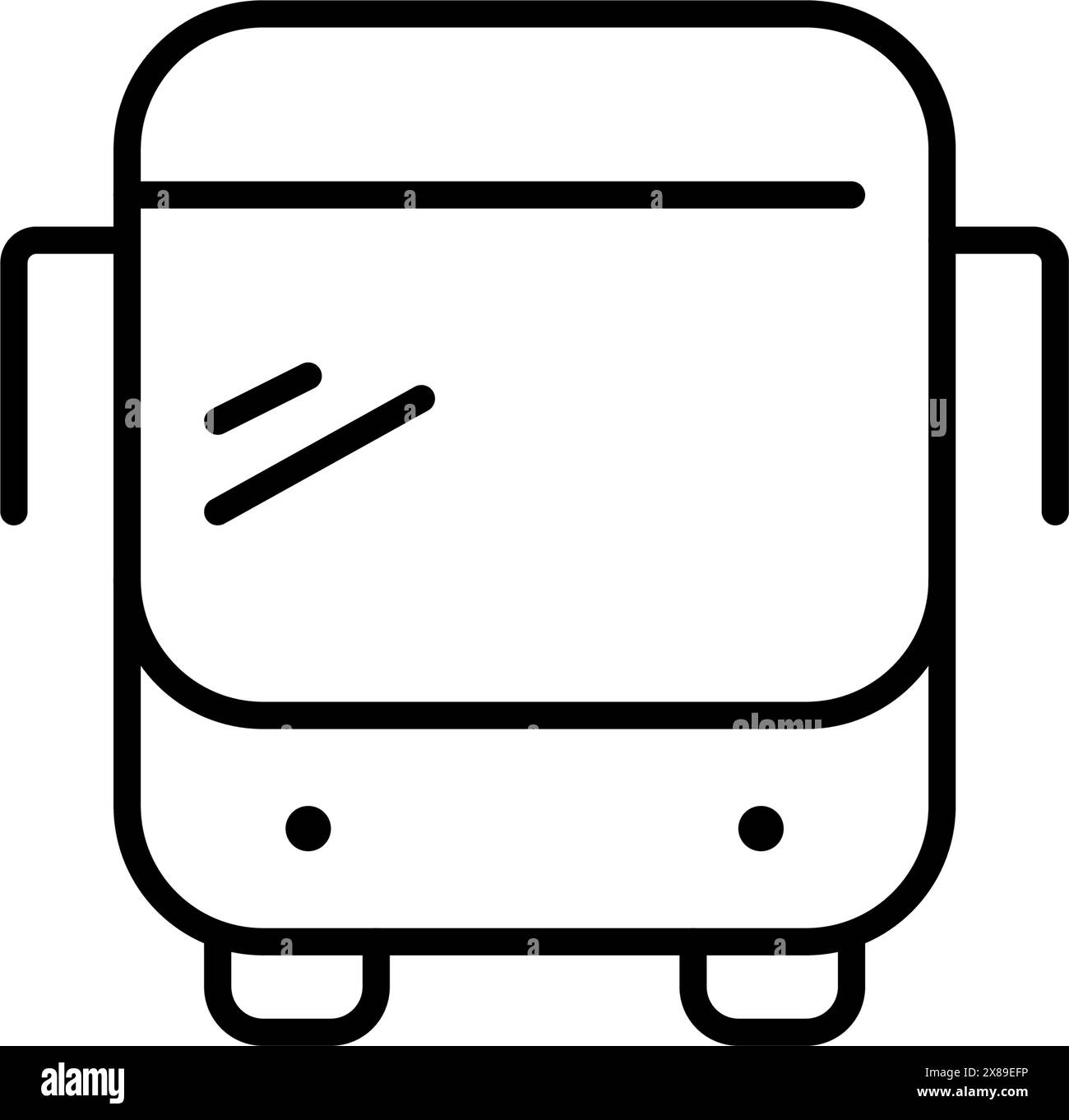 Vue avant du bus mignon. Véhicule de transport public urbain. Icône vectorielle Pixel Perfect Illustration de Vecteur