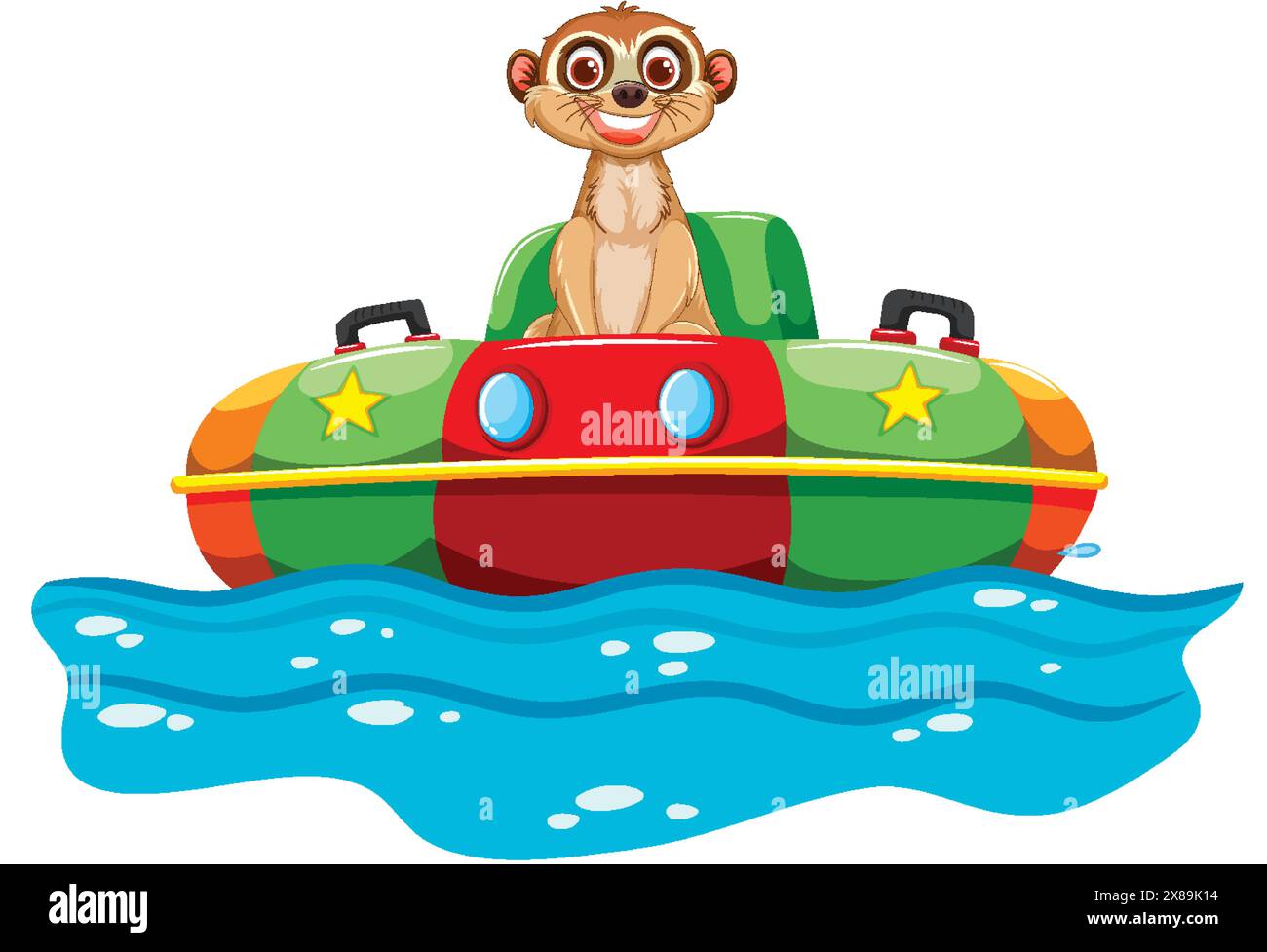 Suricat dans un bateau jouet dynamique sur l'eau Illustration de Vecteur