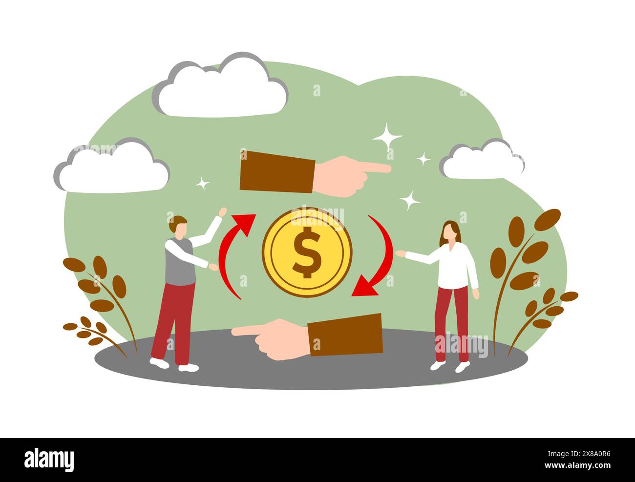 Le concept d'entreprise prospère. Achat et vente. Circulation de l'argent. Investissements financiers Illustration de Vecteur