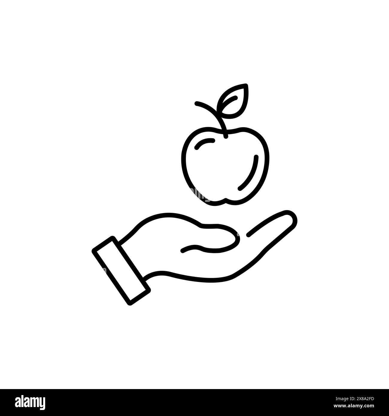 Icône de ligne Web. Pomme en main Illustration de Vecteur